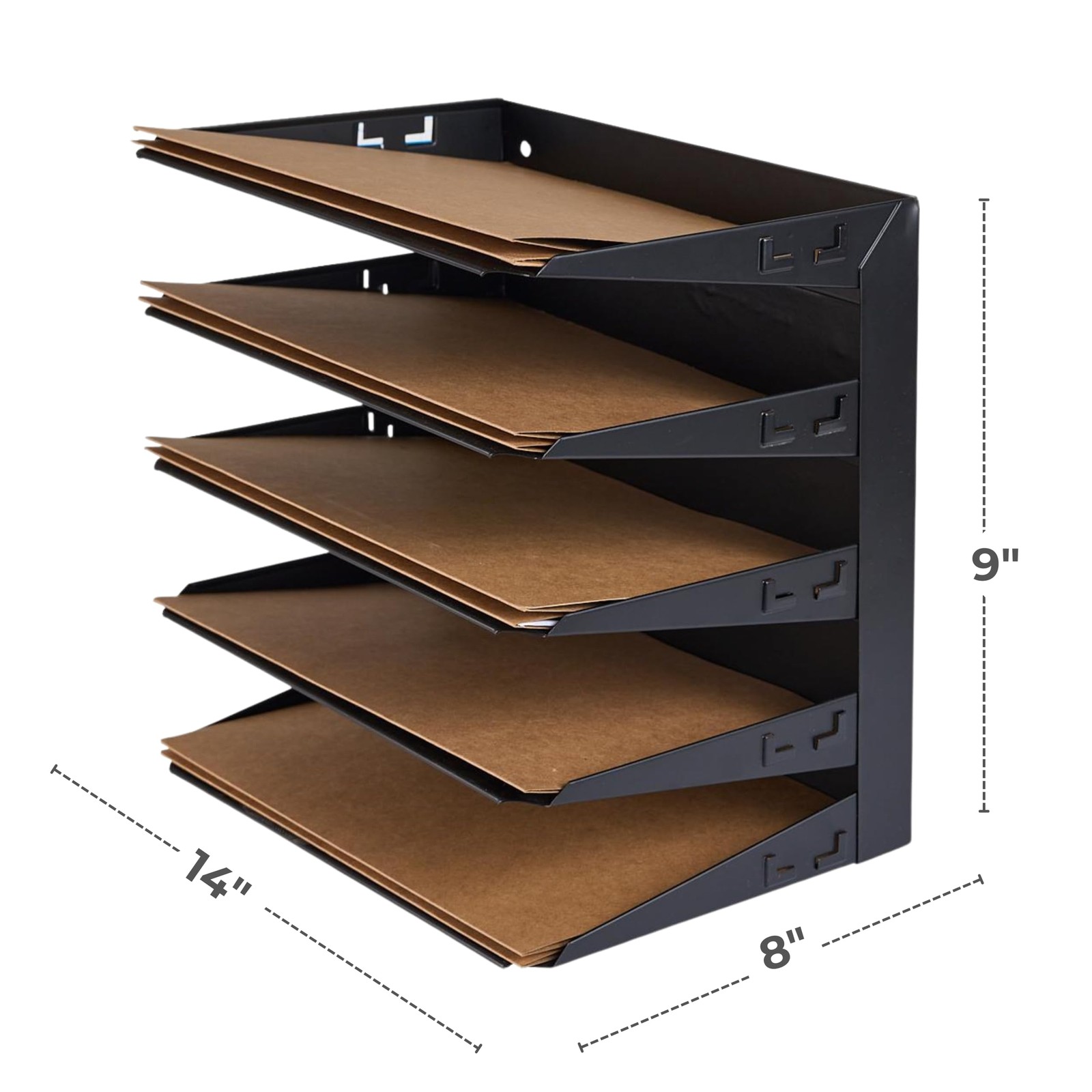 Desktop Organizer, 5-Tier Letter Tray, Black Metal Document File Organizer fo…