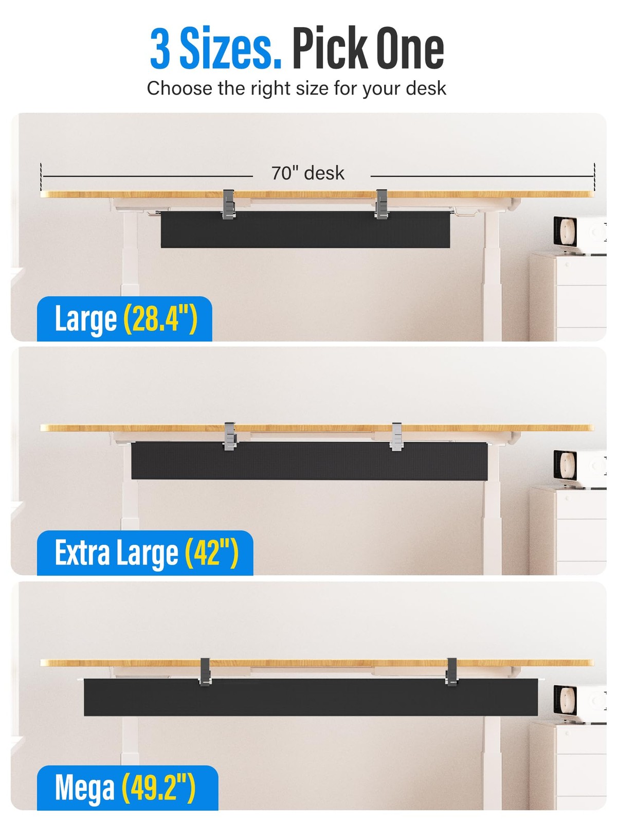 [Upgraded] Large Under Desk Cable Management Tray, Large(28.4 inch), Black