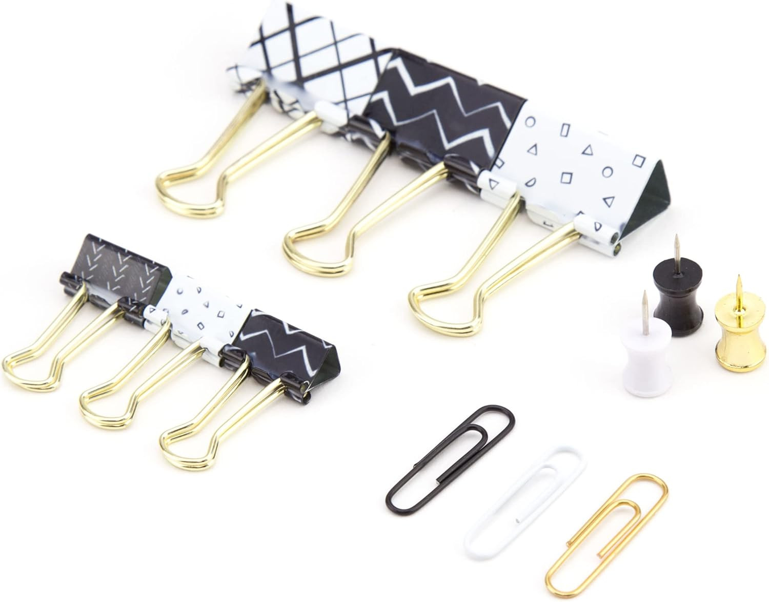 Office Accessory Kit, Office Supplies (Black, White and Gold)