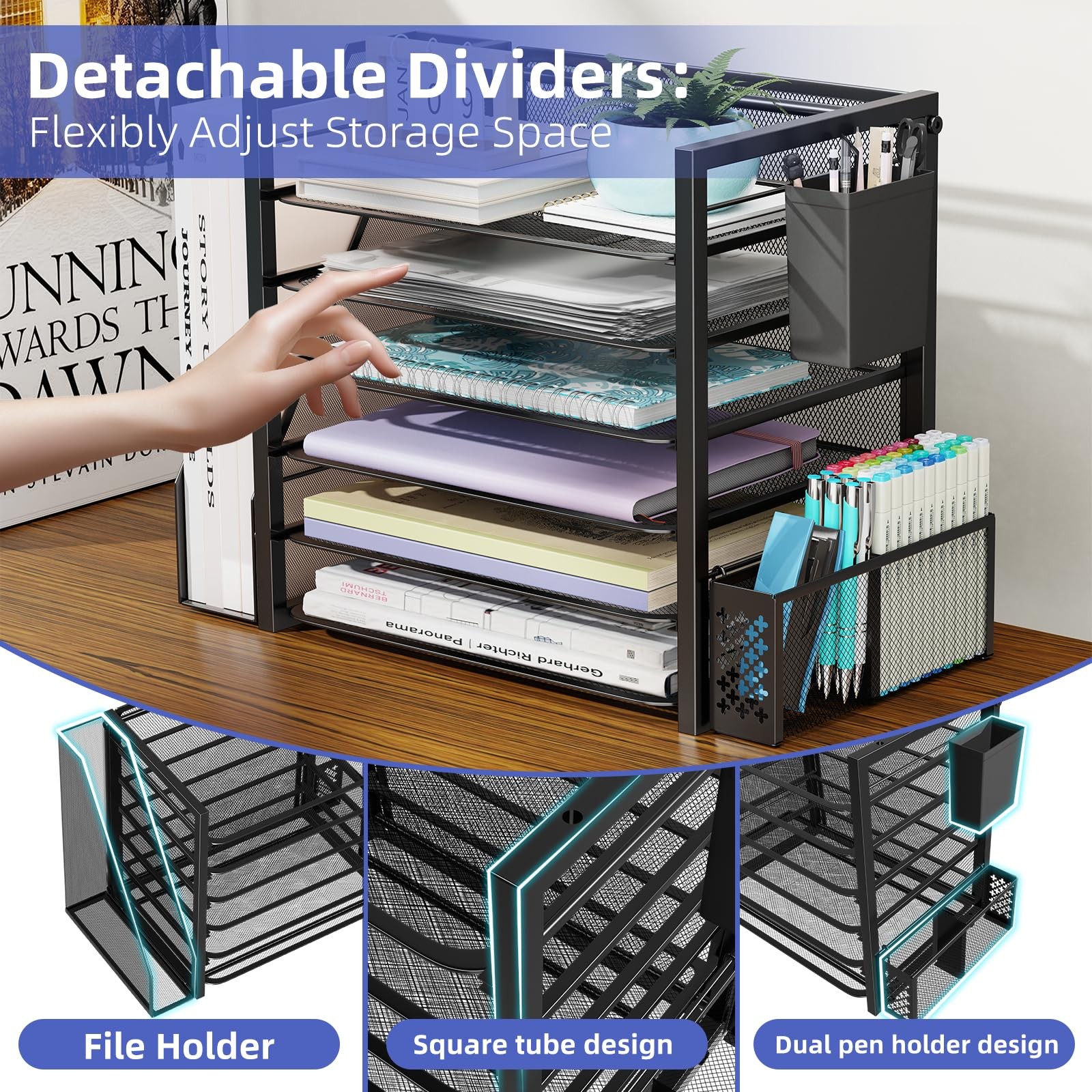 Simple Trending 6 Tier Desk File Organizer, Paper Letter Tray Organizer with …