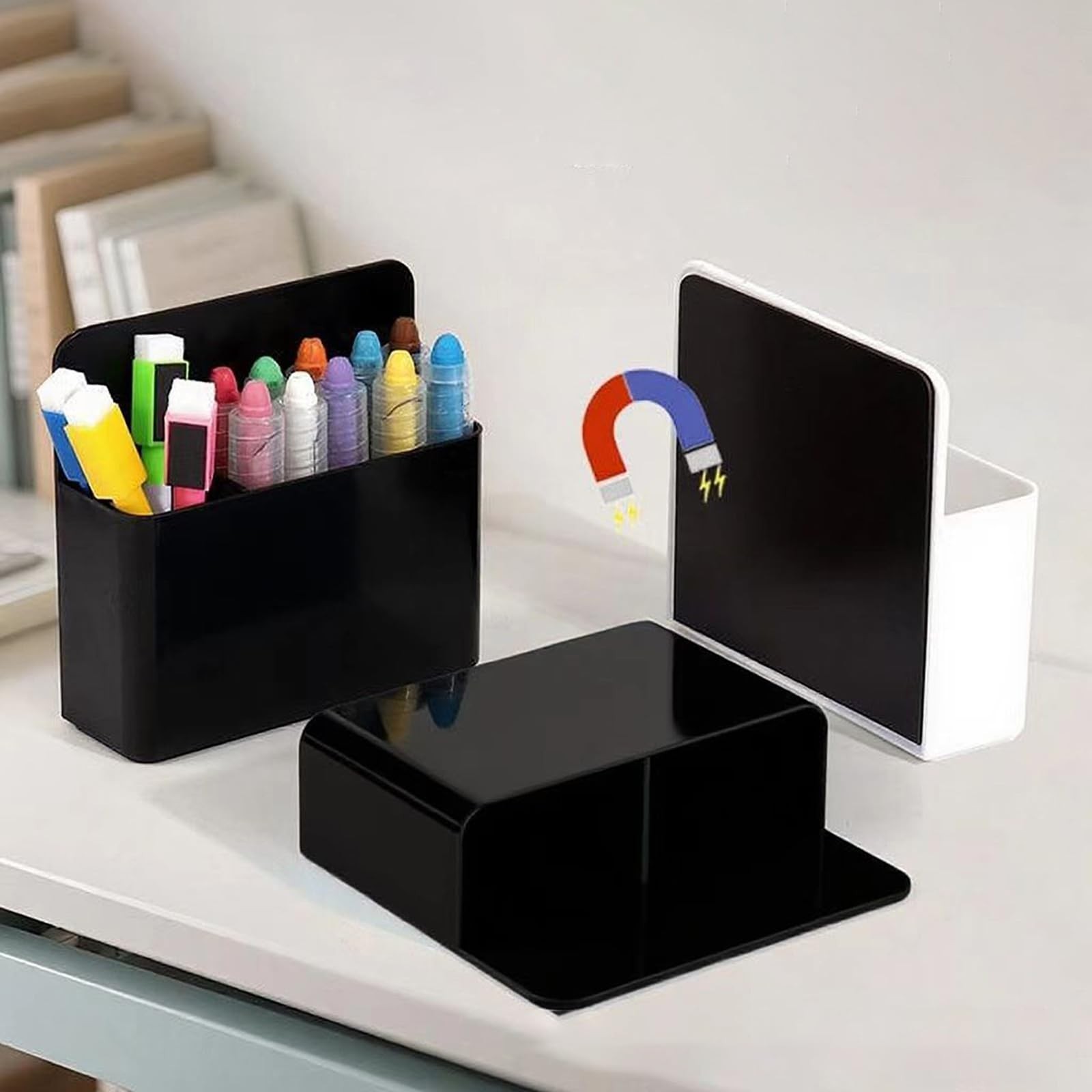 2 Pack Plastics Magnetic Pen Holder, Dry Erase Marker Holder for Whiteboard, …