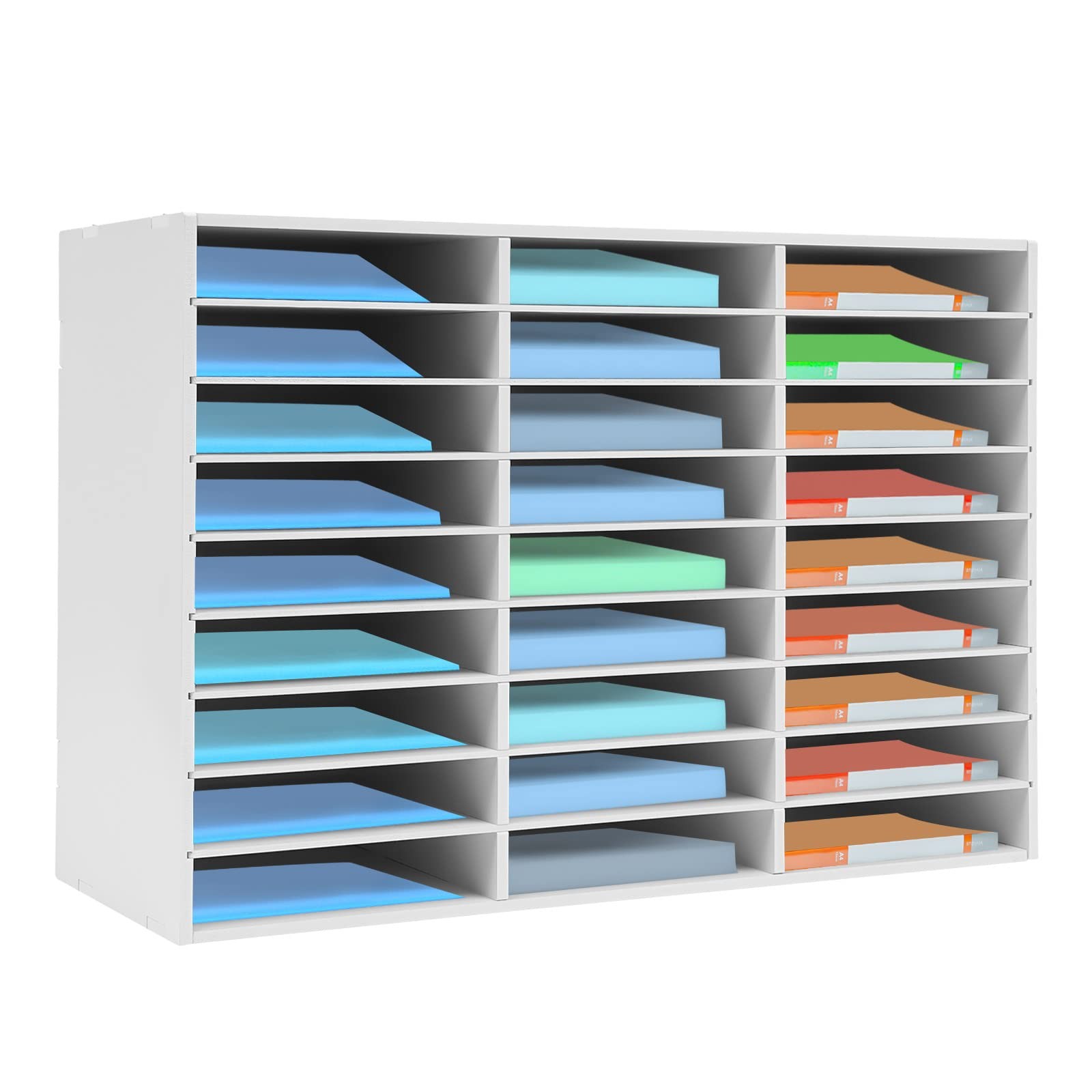 Literature Organizer 27 Slots Compartments Desktop File Sorter Mail Center Pa…