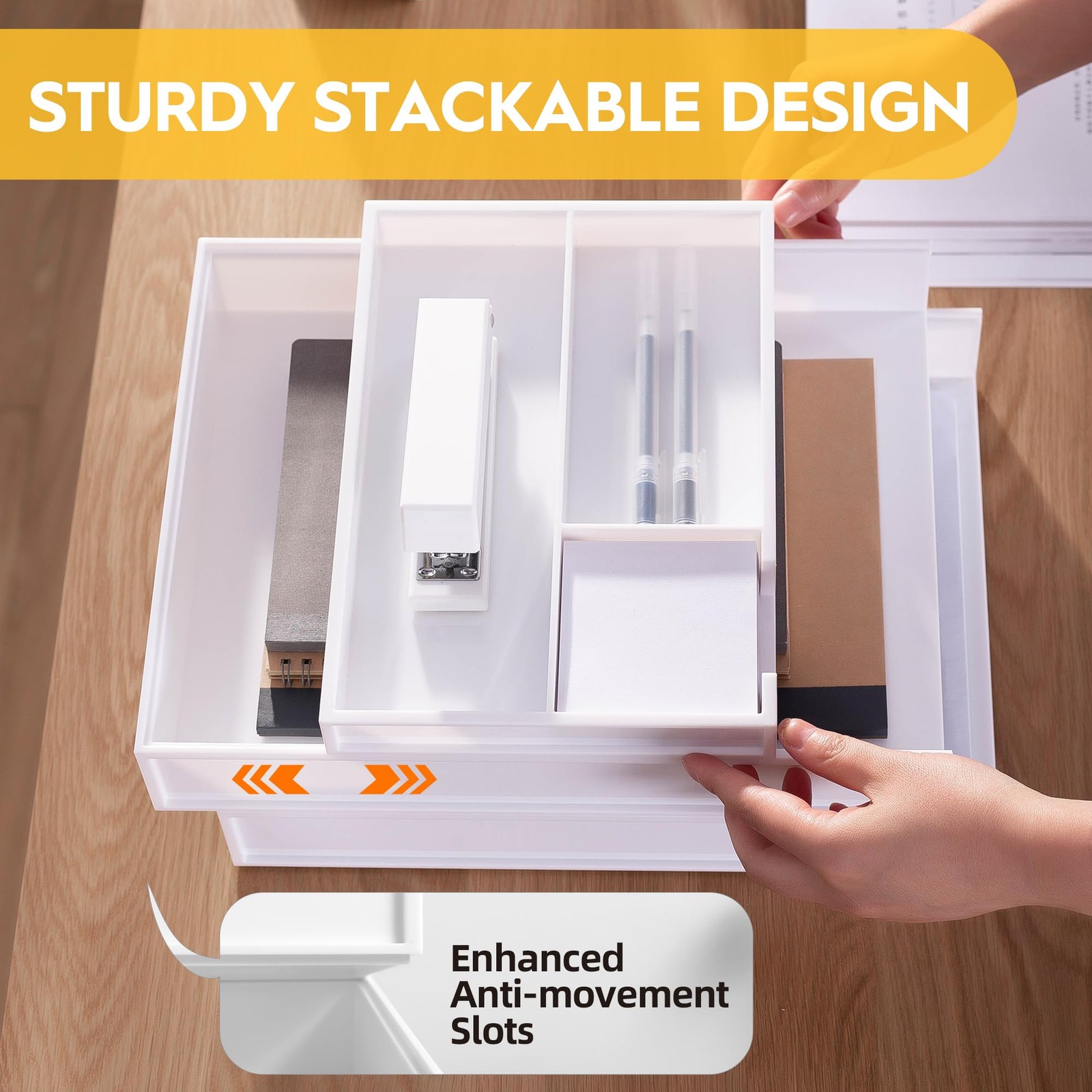 White 3 Tier Stackable Letter Tray Cardboard Desk Paper Organizer Sorter