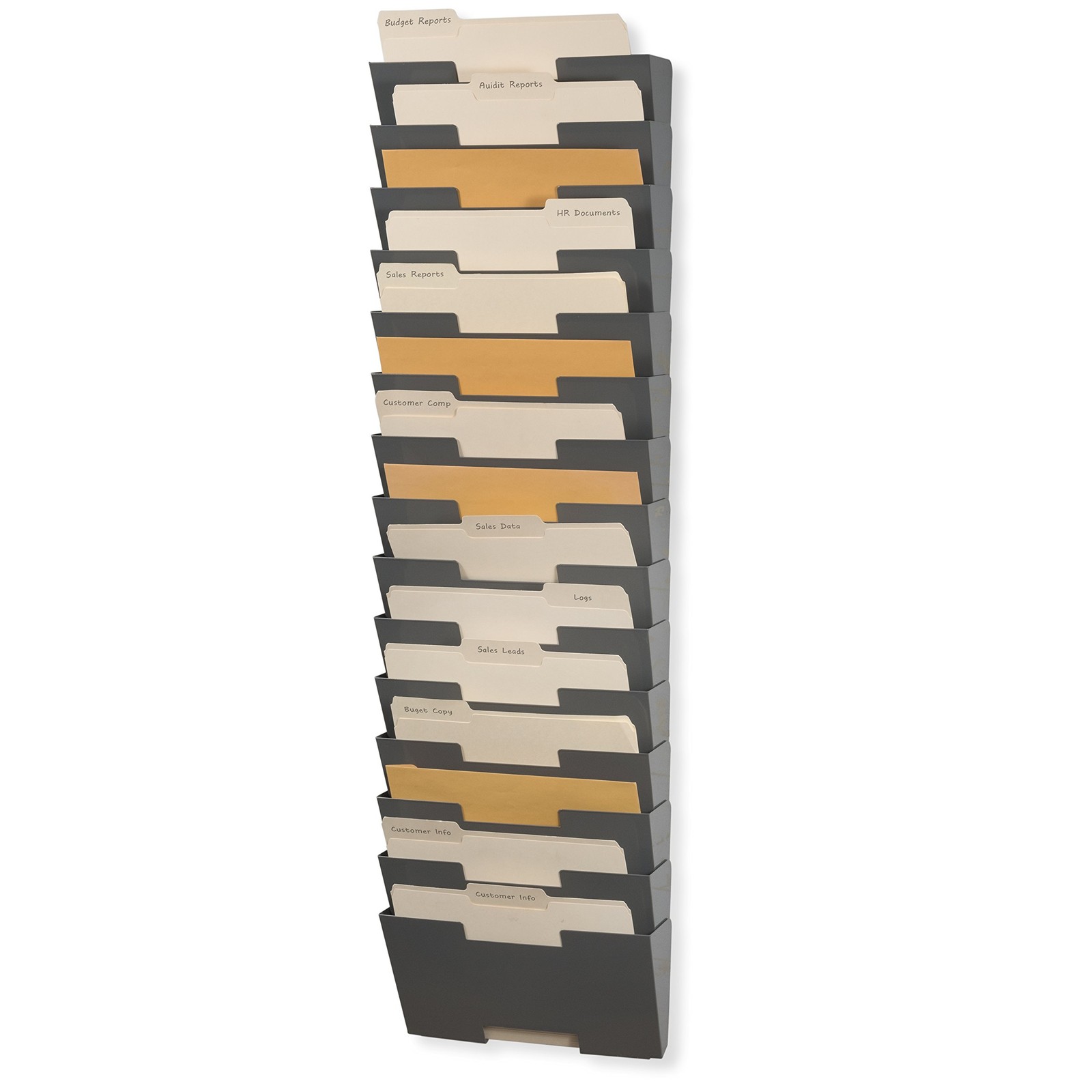 Wallniture Lisbon 15-Tier Wall Mounted File Holder And Desk Organizer Metal