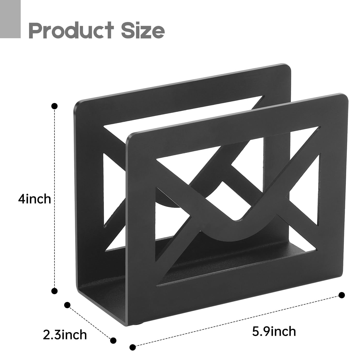 Desktop Metal Mail Holder,Modern Black Letter Organizer for Desk with Cutout Env