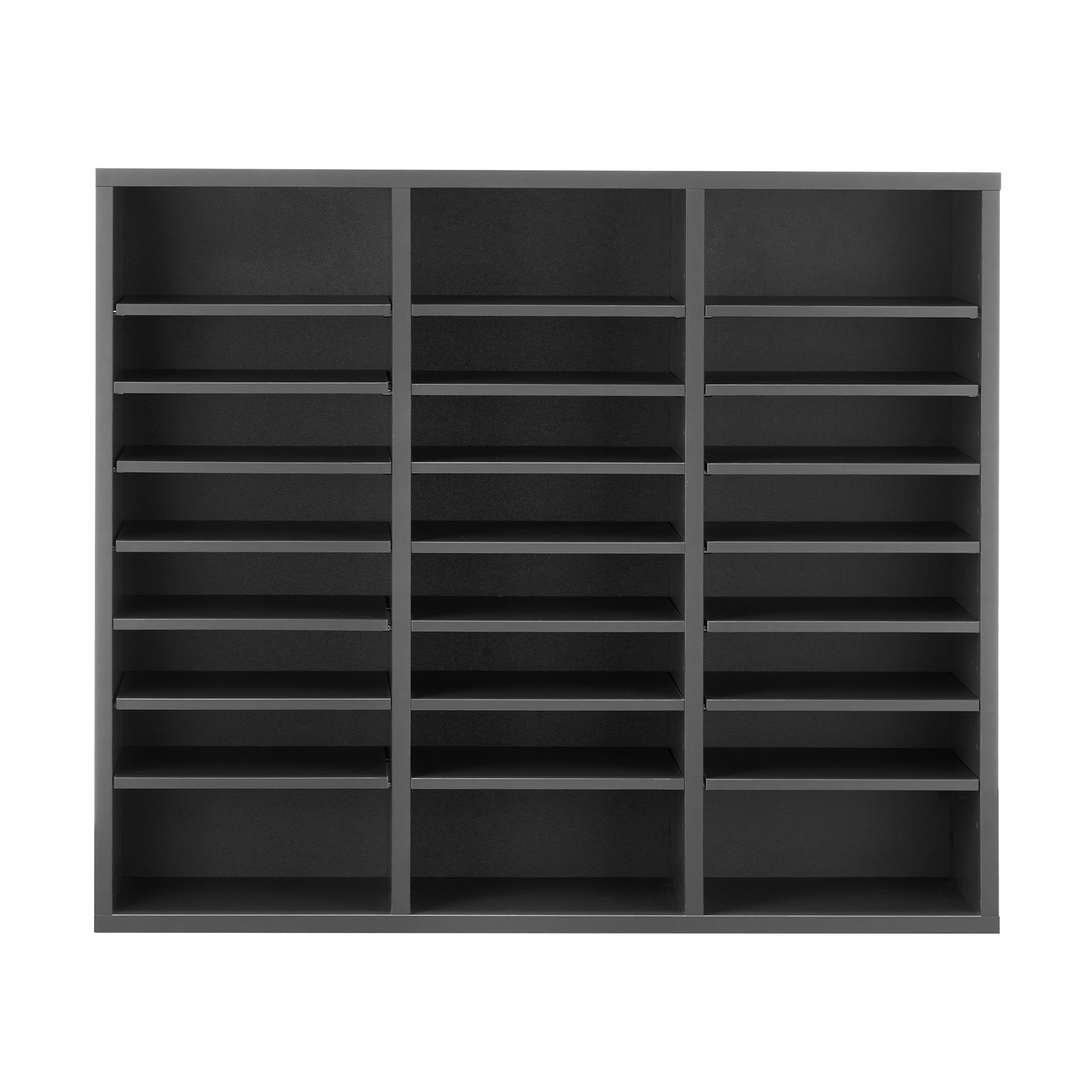 Wooden Literature Organizer 24 Compartments with Adjustable Shelves Grey