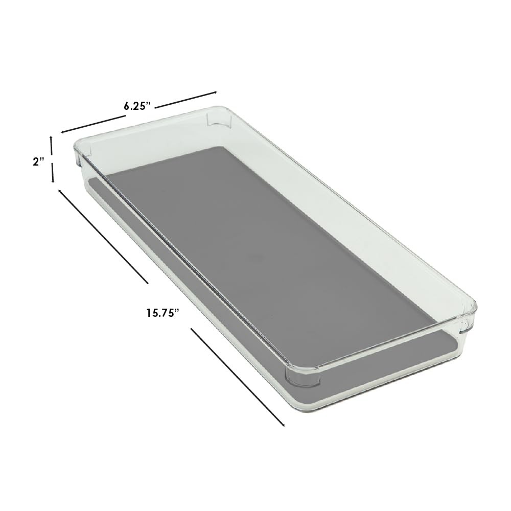 Clear Plastic Drawer Organizer with Grey Rubber Bottom by One Size,