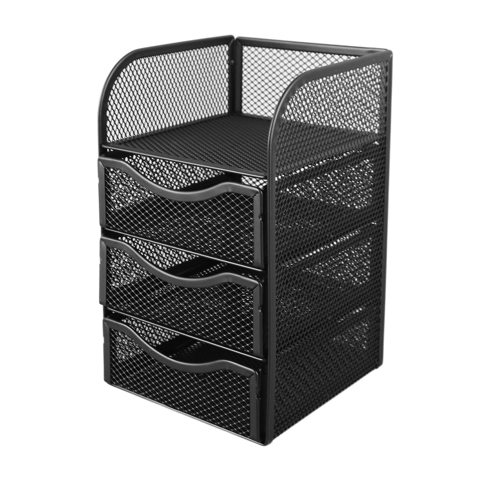 LJCM Desk Organizer, 3 Drawers Office Multifunctional Black