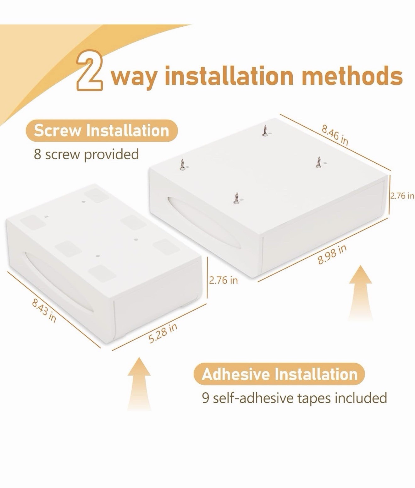 Bamboo Under Desk Drawer White 2 Pack Individually