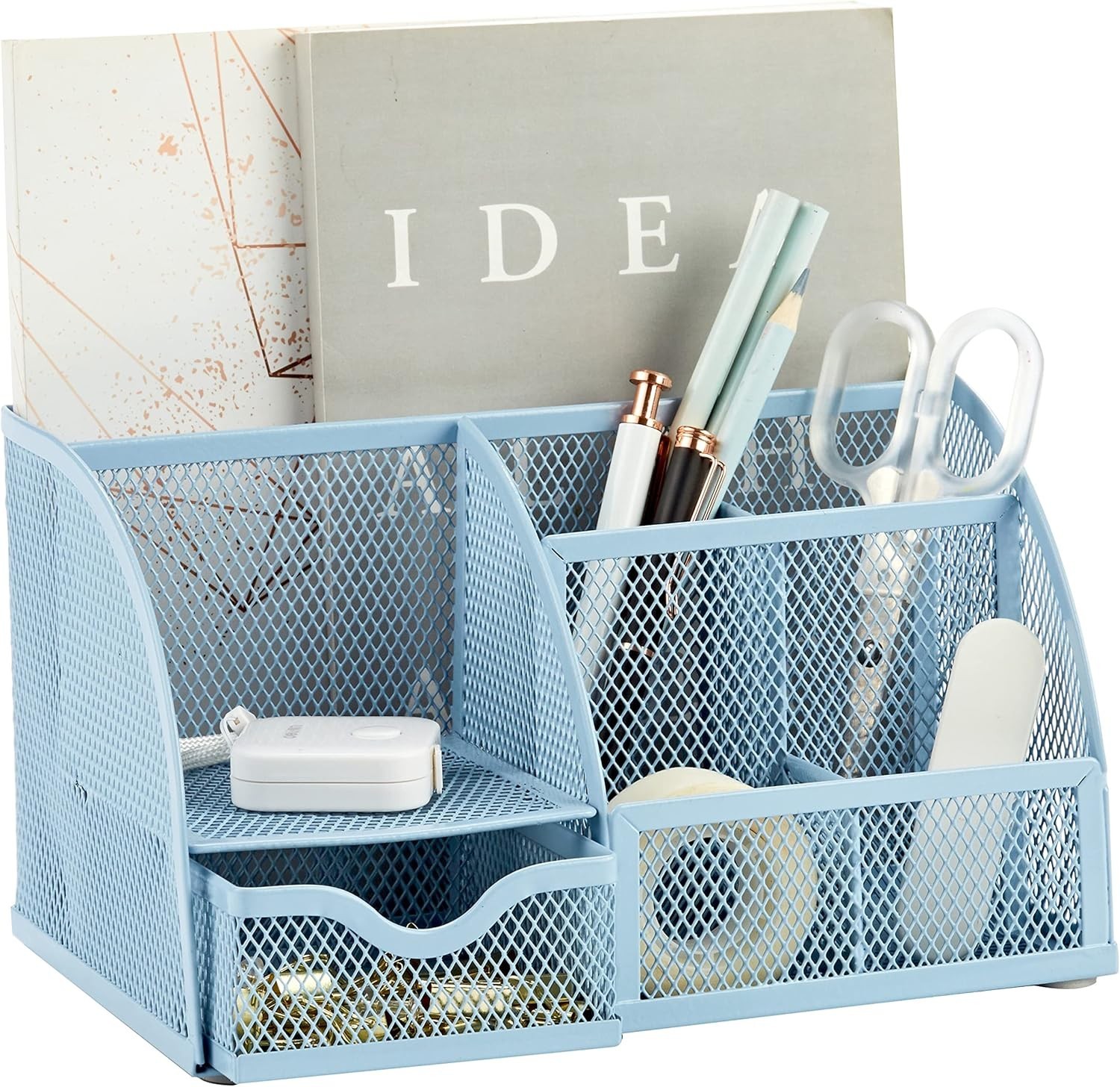 Stylish Blue Desk Organizer with Drawer – Office Essential