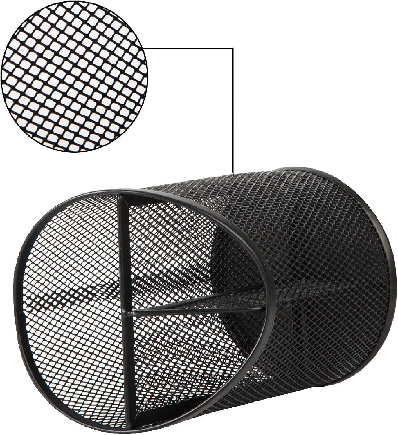 2 Pack Pen Holder Mesh Round Pencil Holder Desktop Organizer 3 Compartments, …