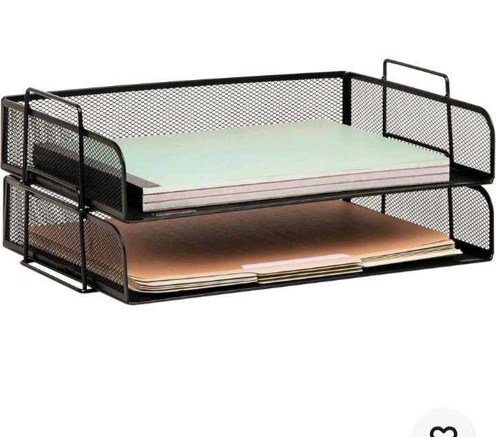 2 Tier Mind Reader Stackable Paper Tray, Desktop Organizer, Metal, Black