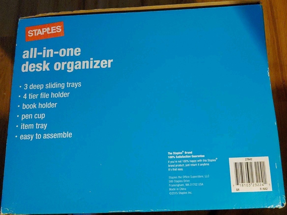 STAPLES All‑In‑One Wire Mesh Desk Organizer, 10‑Compartment Accessory SILVER