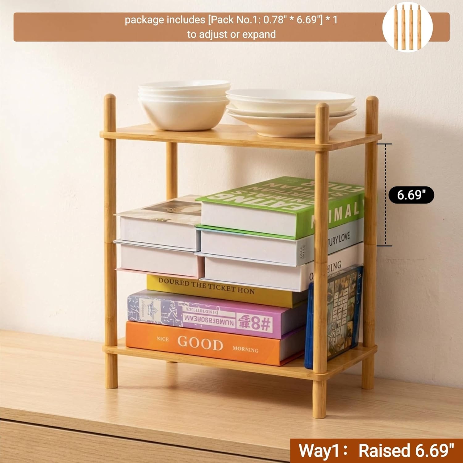Transformable Expandable Bamboo Shelf Organizer – Perfect for Home and Office