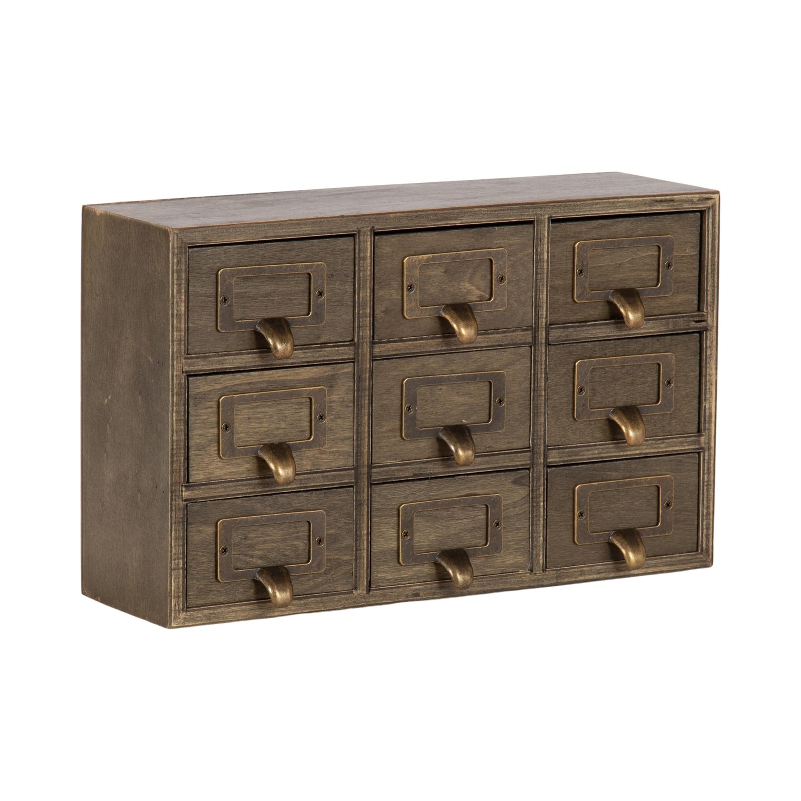 Kate And Laurel Apothecary Wood Desk Drawer Set 9 Drawers Rustic Brown 209260
