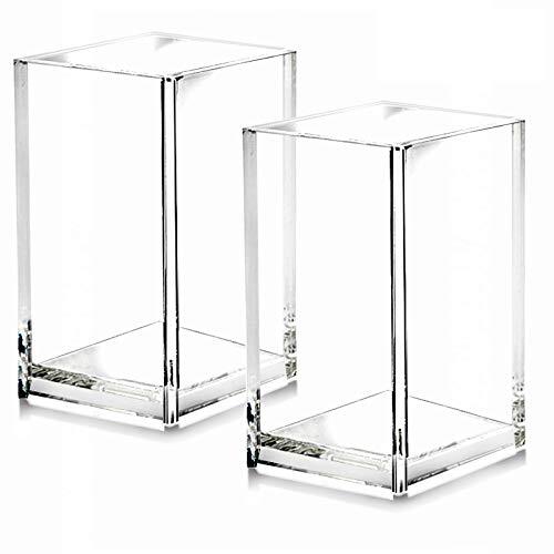2 Pack Acrylic Pencil Pen Holder Cup,Desk Accessories Holder,Makeup Brush Clear