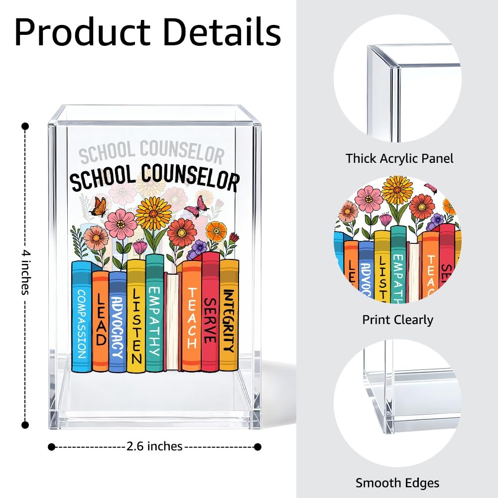 School Counselor Acrylic Pen Holder Cosmetic Organizer, Fun Pencil Pen Holder…