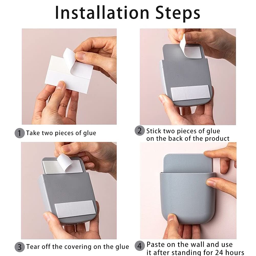 LVYOUIF 3 Pack Remote Control Holder Wall Mount Holders Hole-Free Phone Charg…