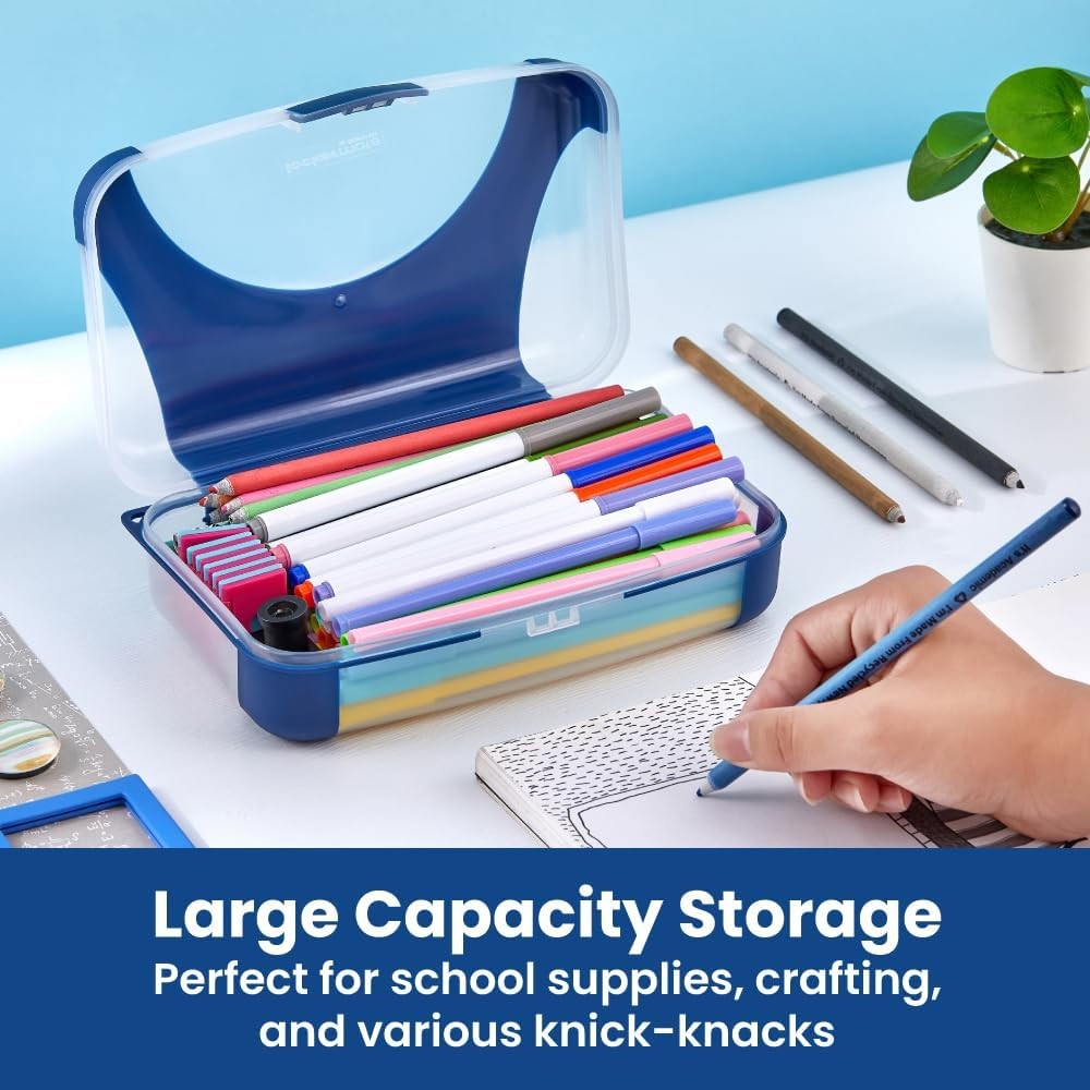 LockerMate by Bostitch Hard Pencil Case, Durable Plastic Pencil Box, Kid-Friendl