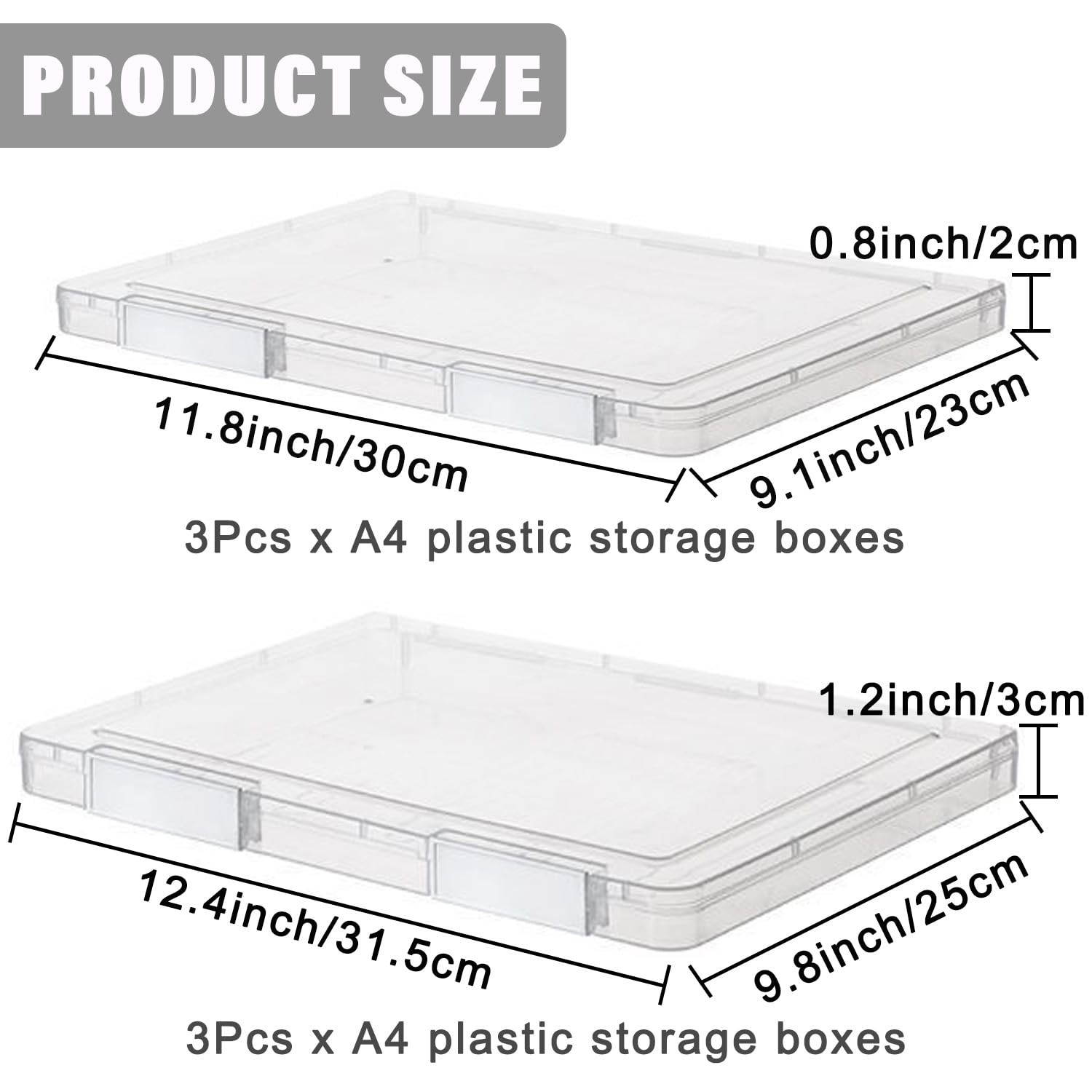 LonlyEagle 6 Pcs Clear A4 File Portable 12.5 x 9.45 x 0.94 inches, whie