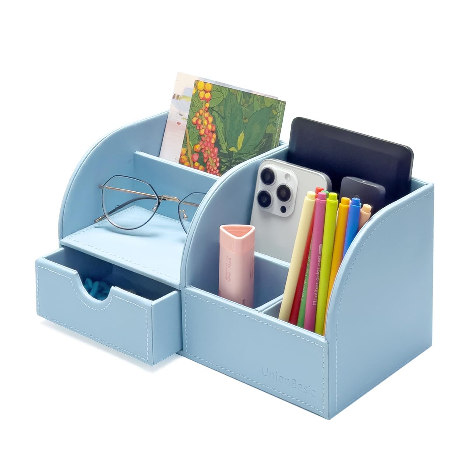Desk Organizer Multifunctional Leather Desktop Pen Holder Storage Box Business C