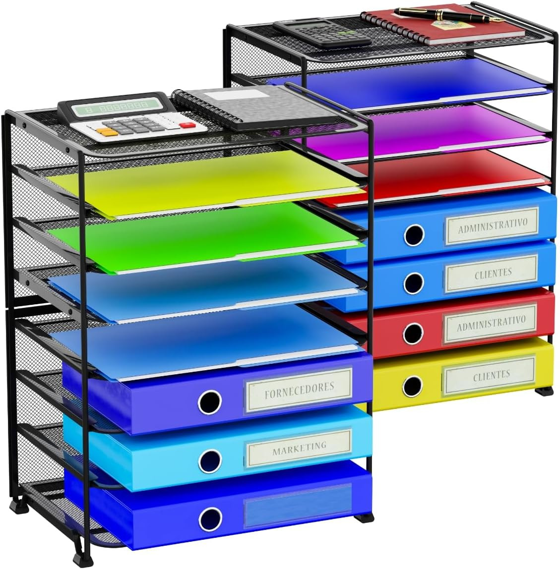 2 Pack 8 Tier Letter Tray Paper – Mesh Desk File Organizer for Office School Des