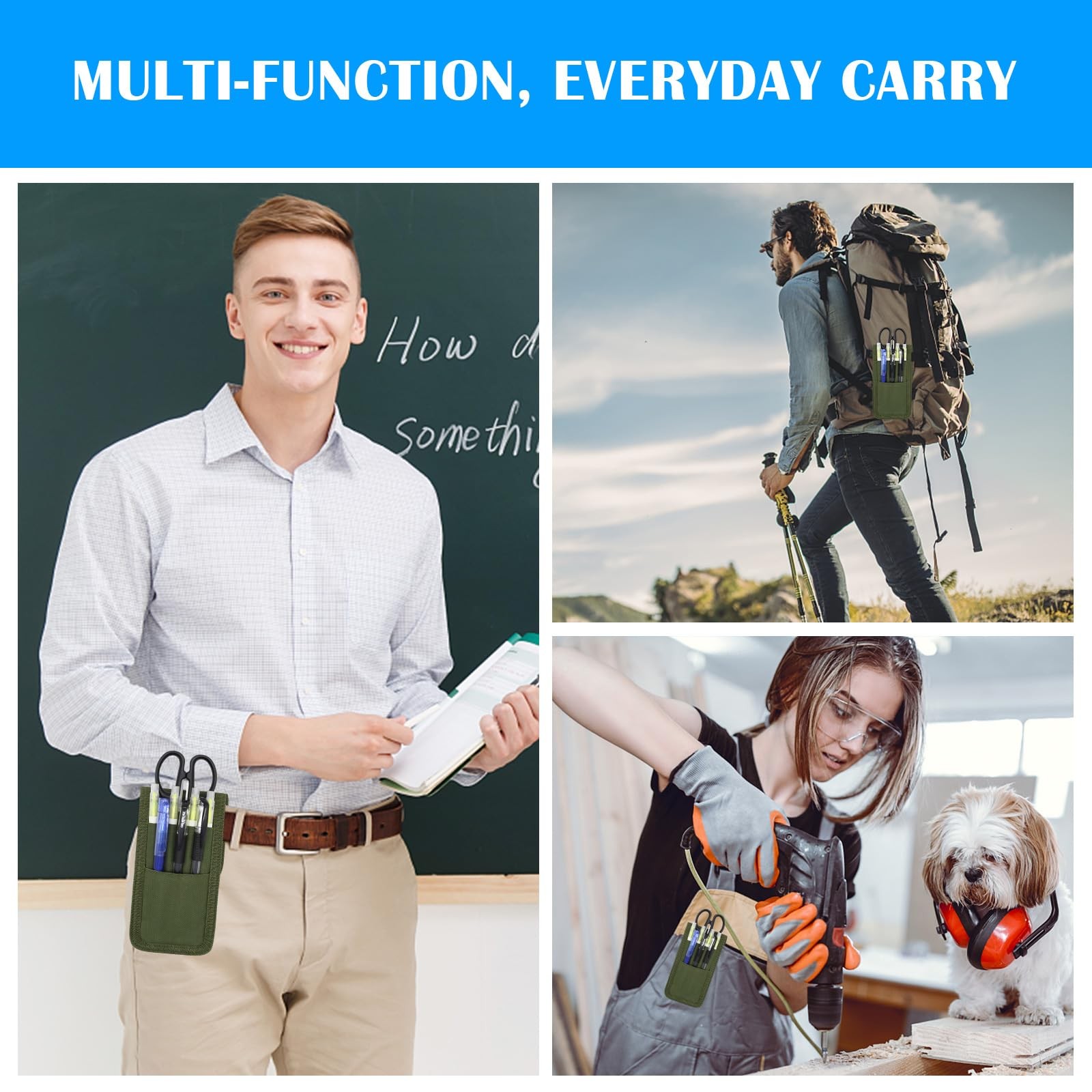 2 Pcs Belt Pen Holder, Multifunctional Adjustable Tactical Pencil Pouch, Deta…