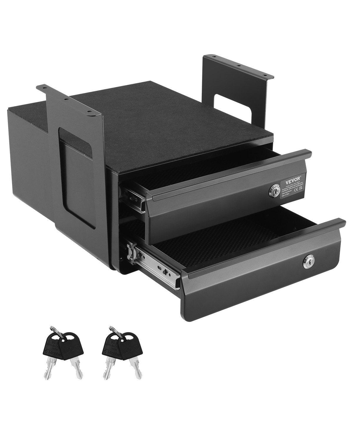 VEVOR 2 Drawer 13″ Lockable Under Desk Drawer Organizer Slide-out Drawer Office