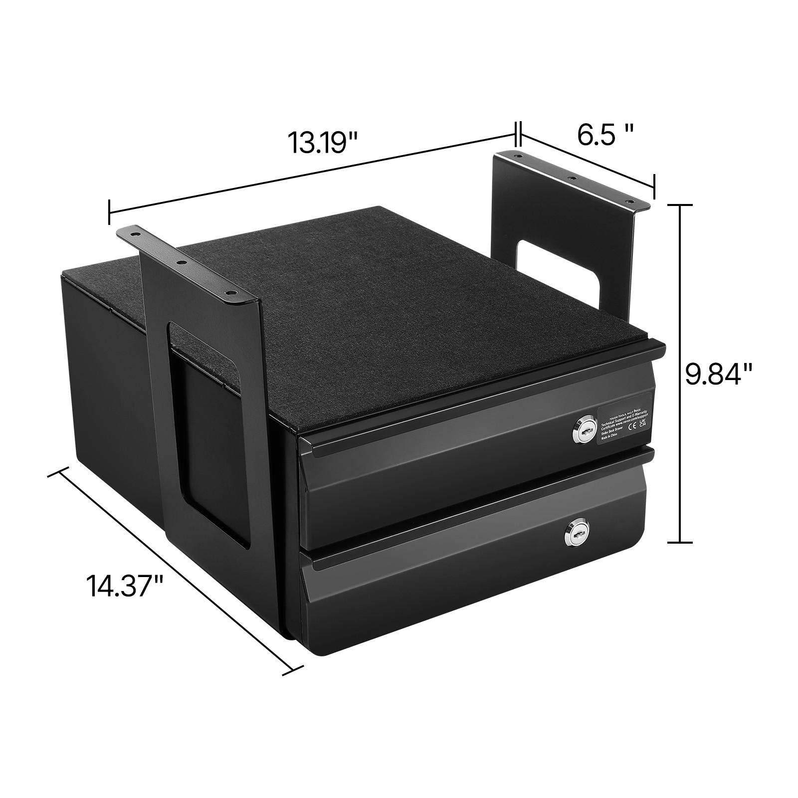 Uimoso 13″ Under Desk Drawer Organizer with 2 Lockable Slide-Out Drawers