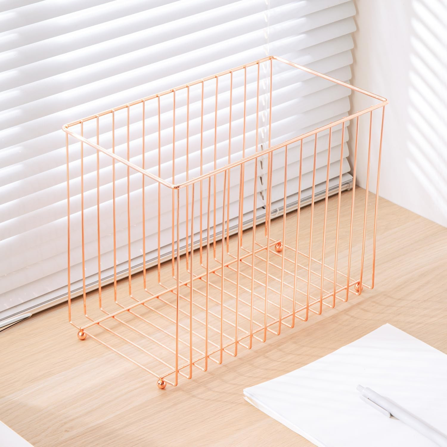 1 Pack Rose Gold Desktop Hanging File Organizer | 12 Pack Rose Gold Pocket Hangi