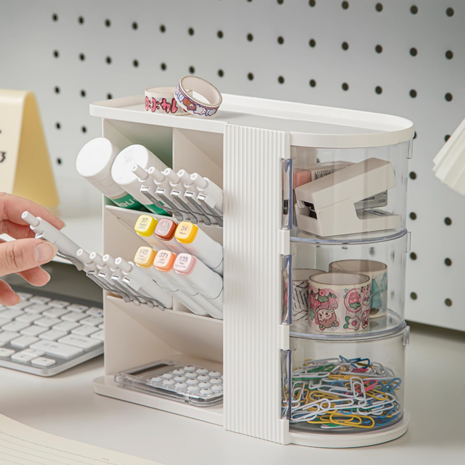 AevumTech Desk Organizer with Pen Pencil Holder for Desk, White