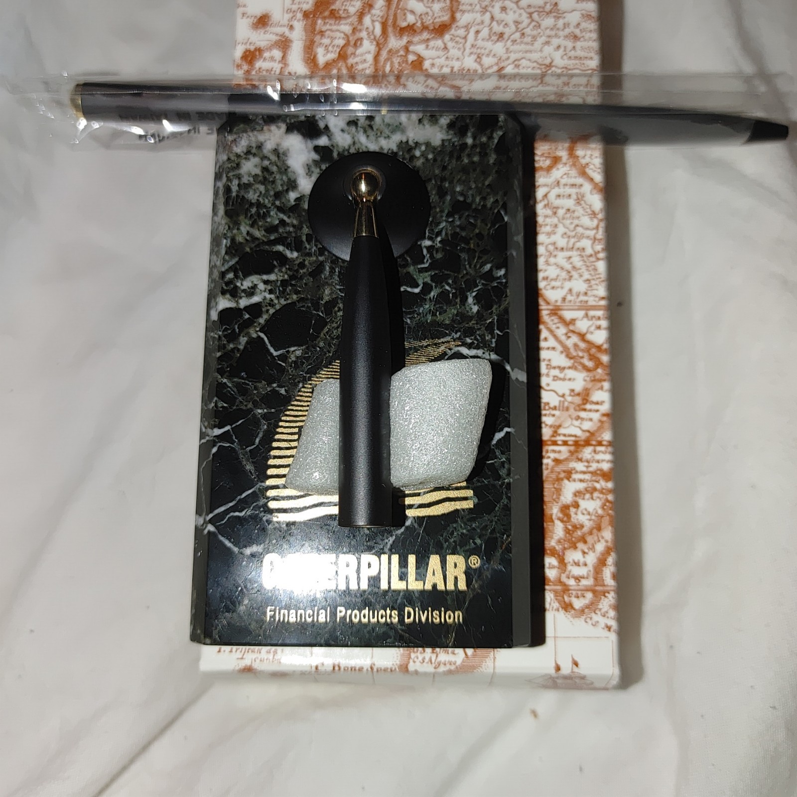Caterpillar Black Marble Desk Pen Holder NEW