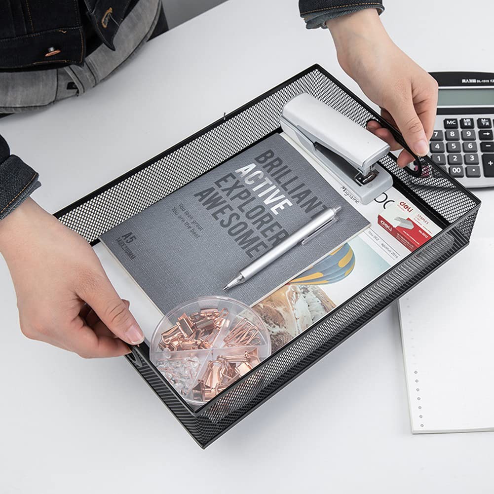 Desk Drawer Organizer, A4 Large Metal Mesh Desk Organizer Tray, Versatile Sto…