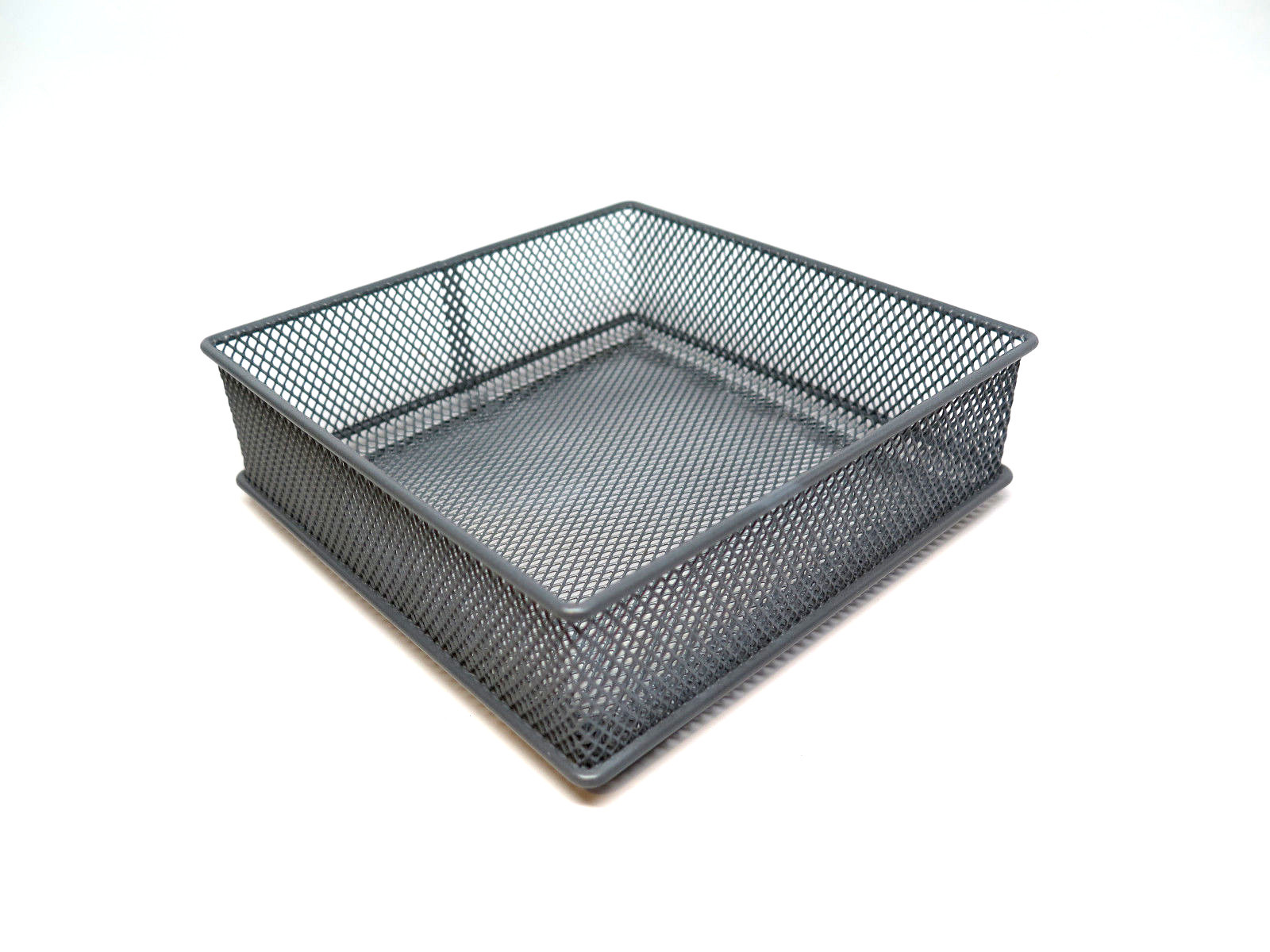 Gray Wire Basket Desk Organizer Desktop Drawer Office Home Bin 6” W x 6”L 2”H
