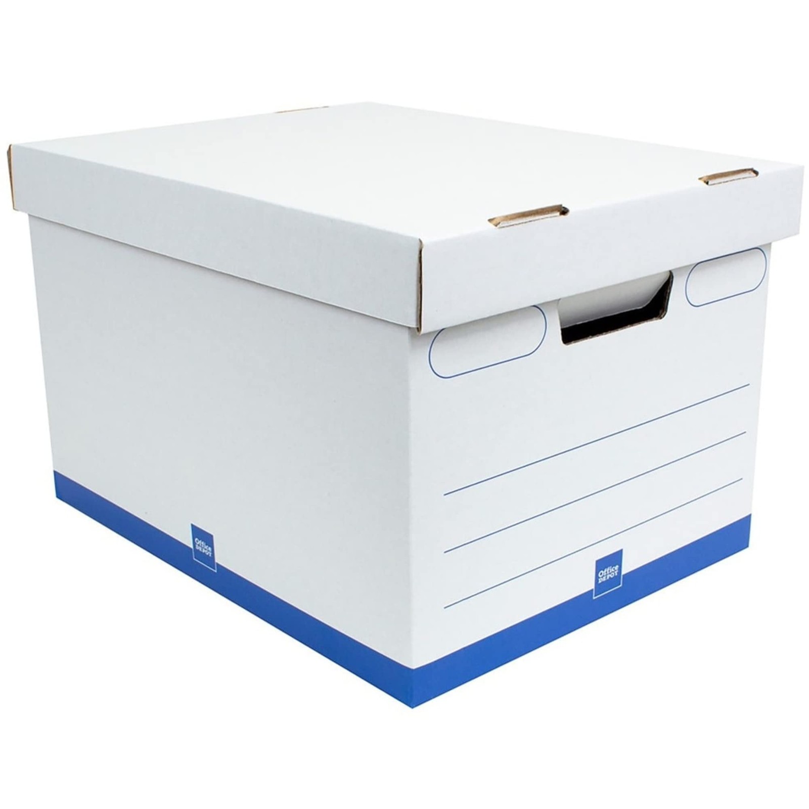 Office Depot® Brand Medium-Duty Storage Boxes, Letter/Legal True, White; Blue