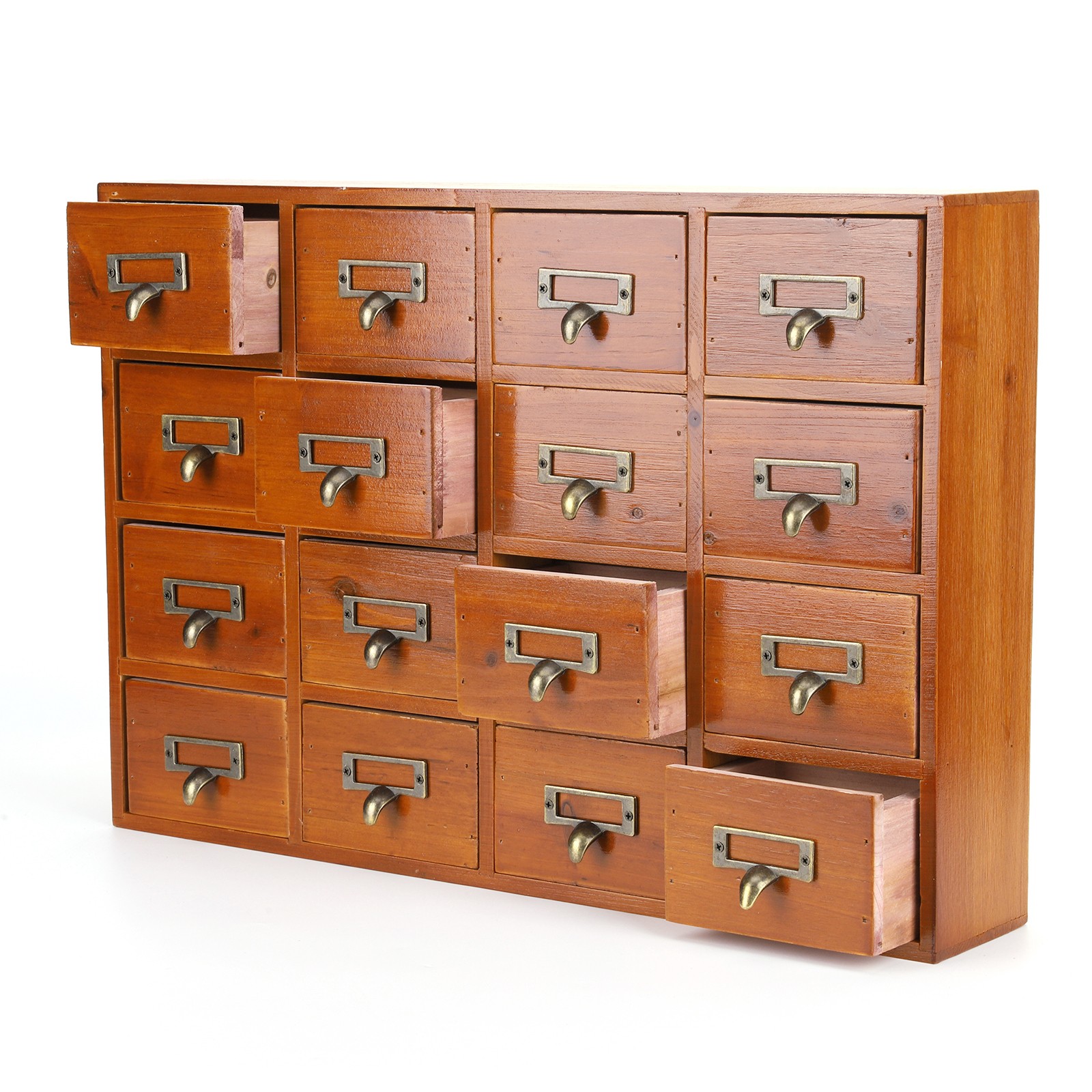 Card Catalog Cabinets Multifunction Rustic Wood Desk Drawers for Countertop