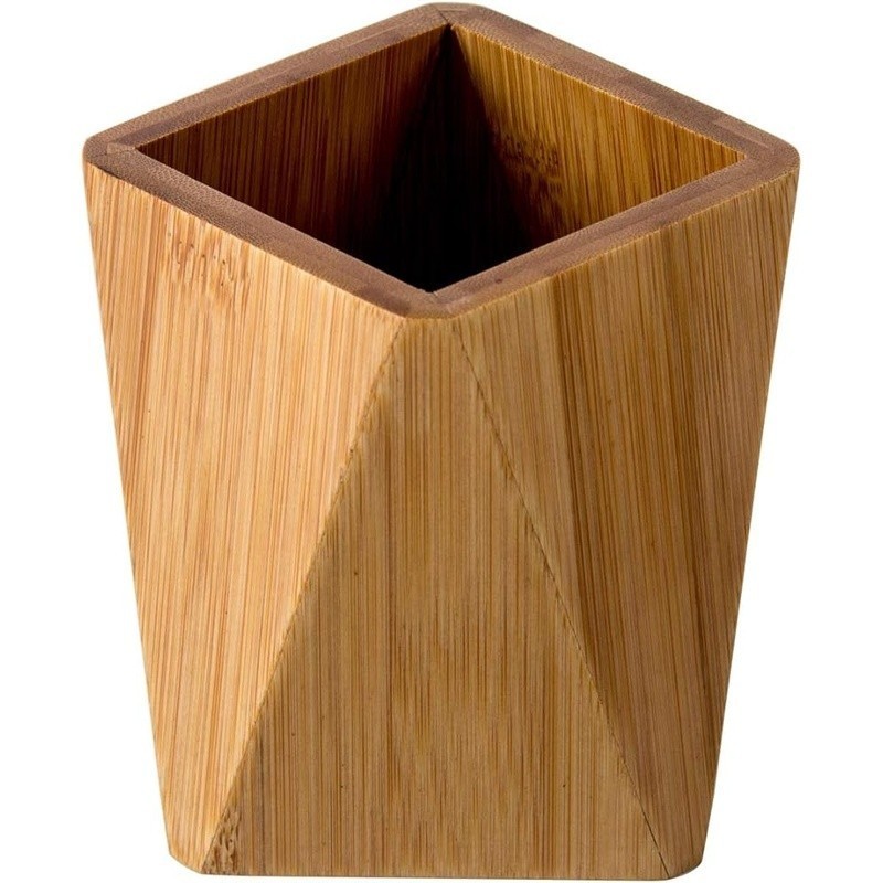 Bamboo Desk Organizer Eco Friendly Storage Pens Brushes Clips Stationery New