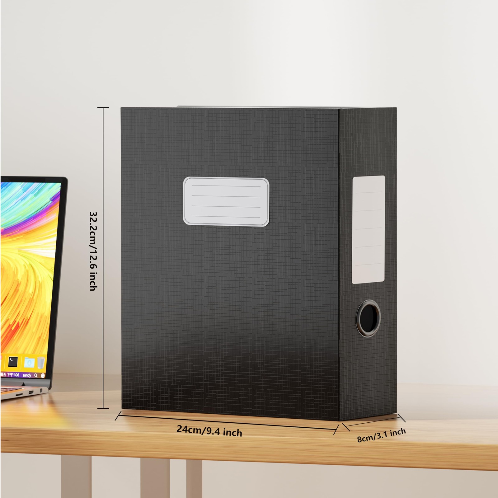 JiaWei Black Storage File Boxes,Document 9.4×3×12.5 Inches,