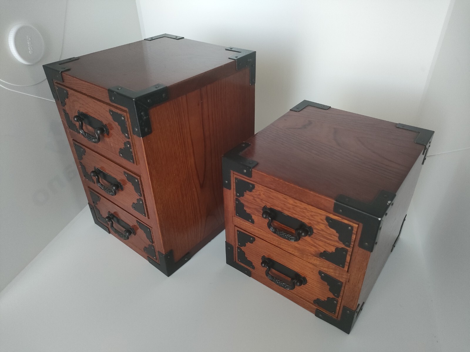 Wood Chest Showa Vintage 2 sets (3 drawers + 2 drawers) Limited Japan