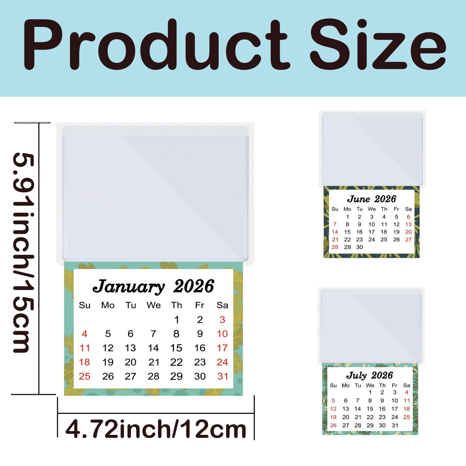 10 Pcs 2026 Peel and Stick Calendar Stickers Hanging Mini 10