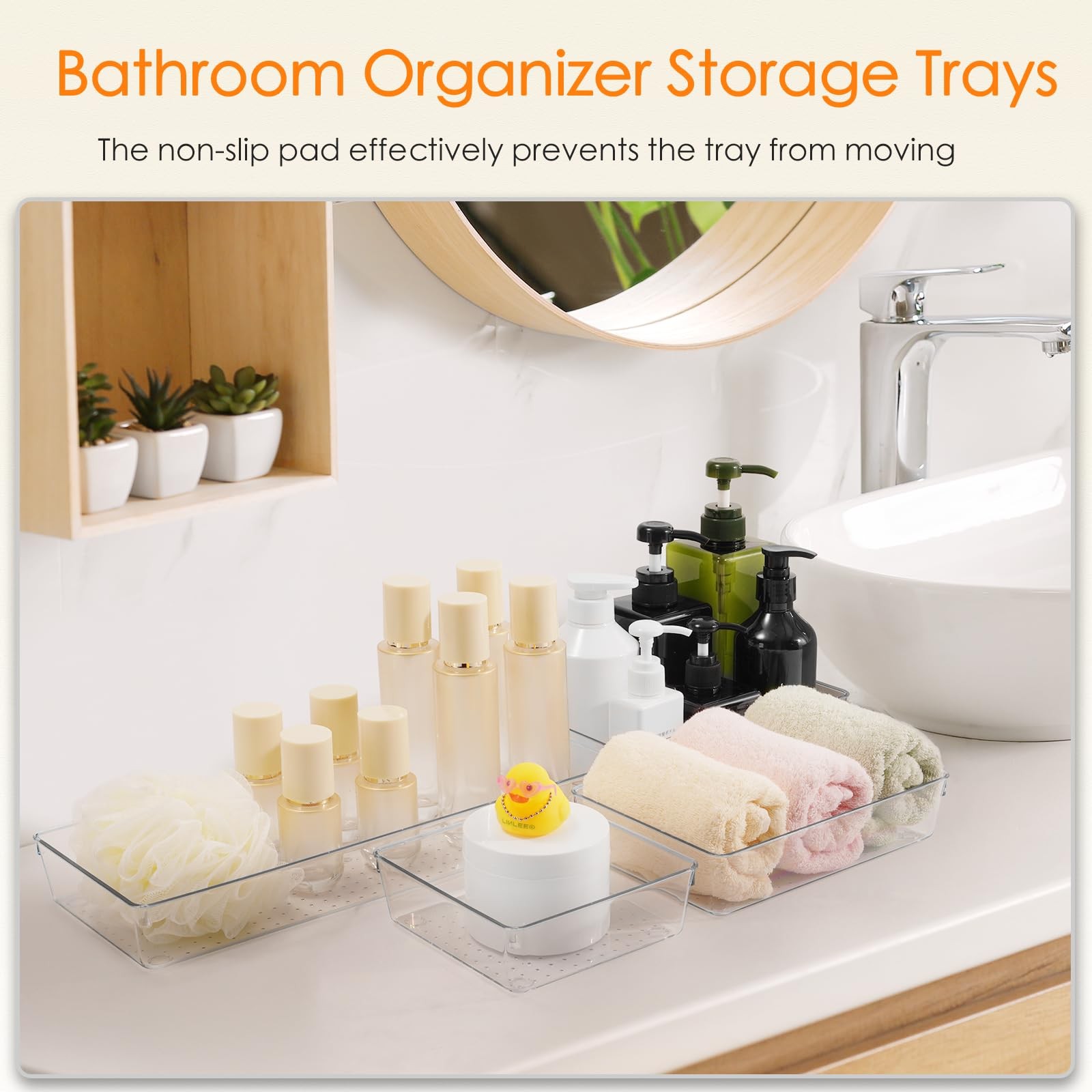 Drawer Organizer, 10 Pack Large Clear Plastic Set, 3 Size Versatile Bathroom …
