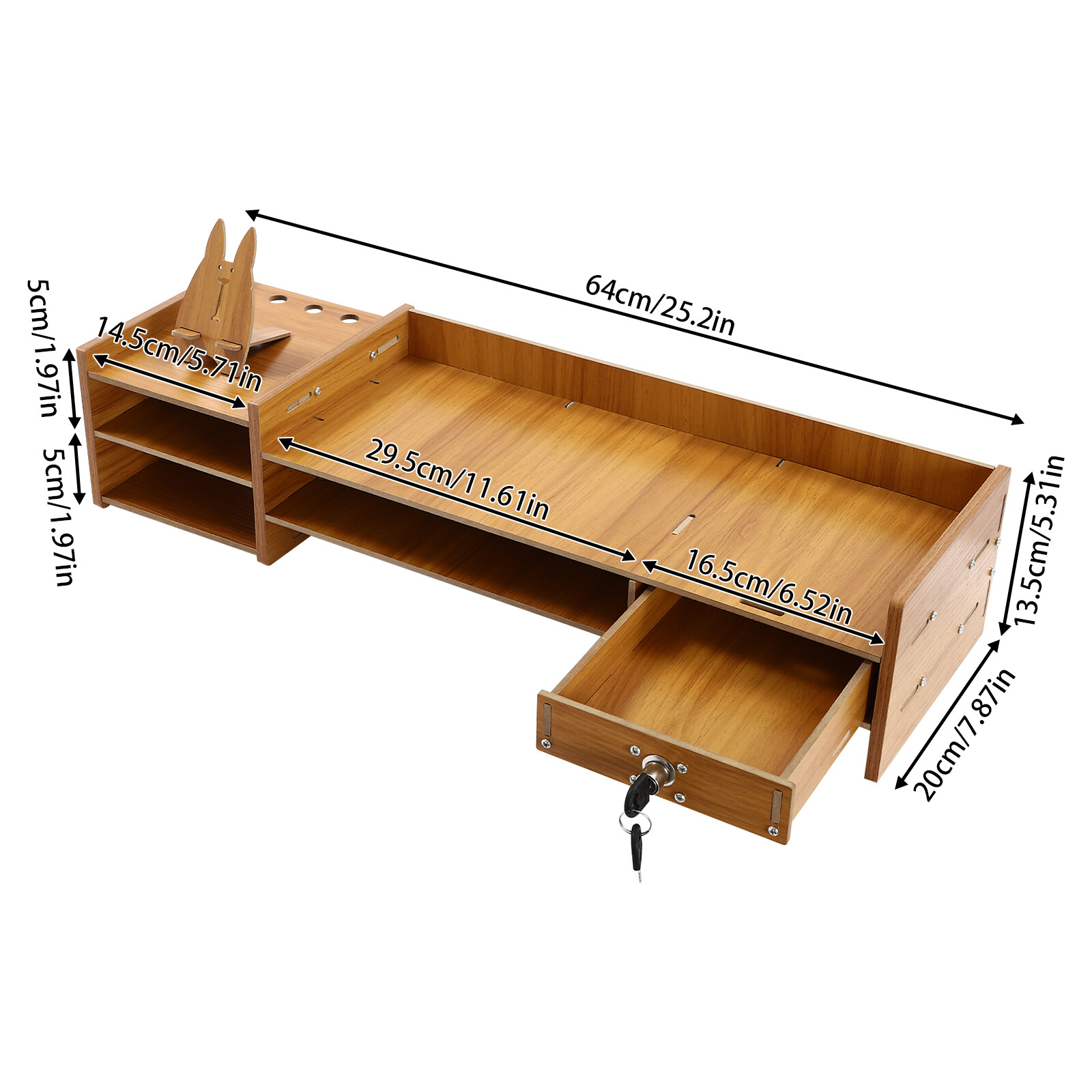 Multifunctional Monitor Stand Riser with Drawer, Storage Compartments, MDF