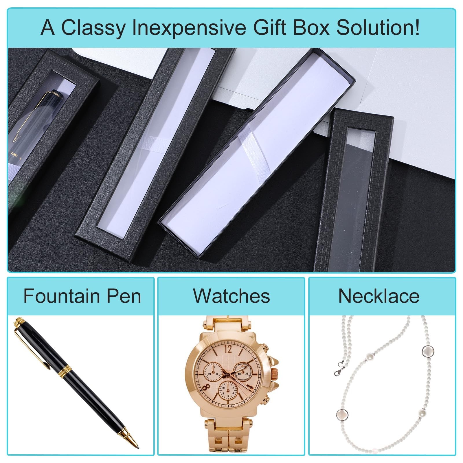 HOFURME 12 Pieces Empty Pen Gift Box Black 6.89 x 1.78 x 0.79 inches