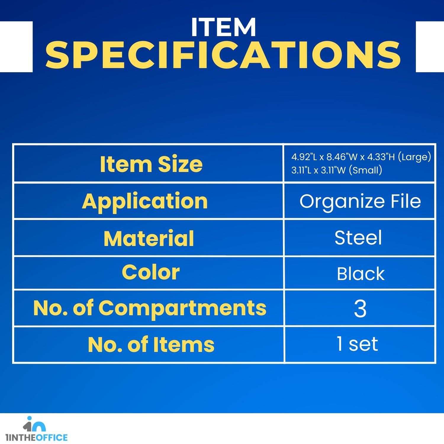 Stackable Mesh Desk Drawer Organizer Tray – 3 Compartment, Matte Black Storage S