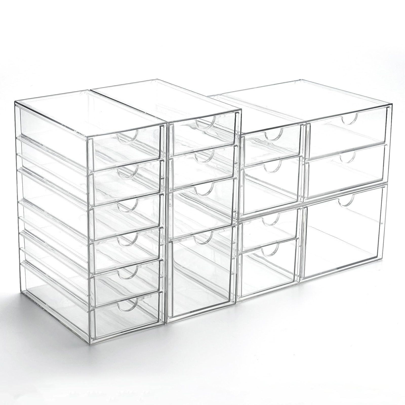 Prsildan Acrylic Drawer Organizer with 17 Drawers, Craft Office Desk Makeup O…