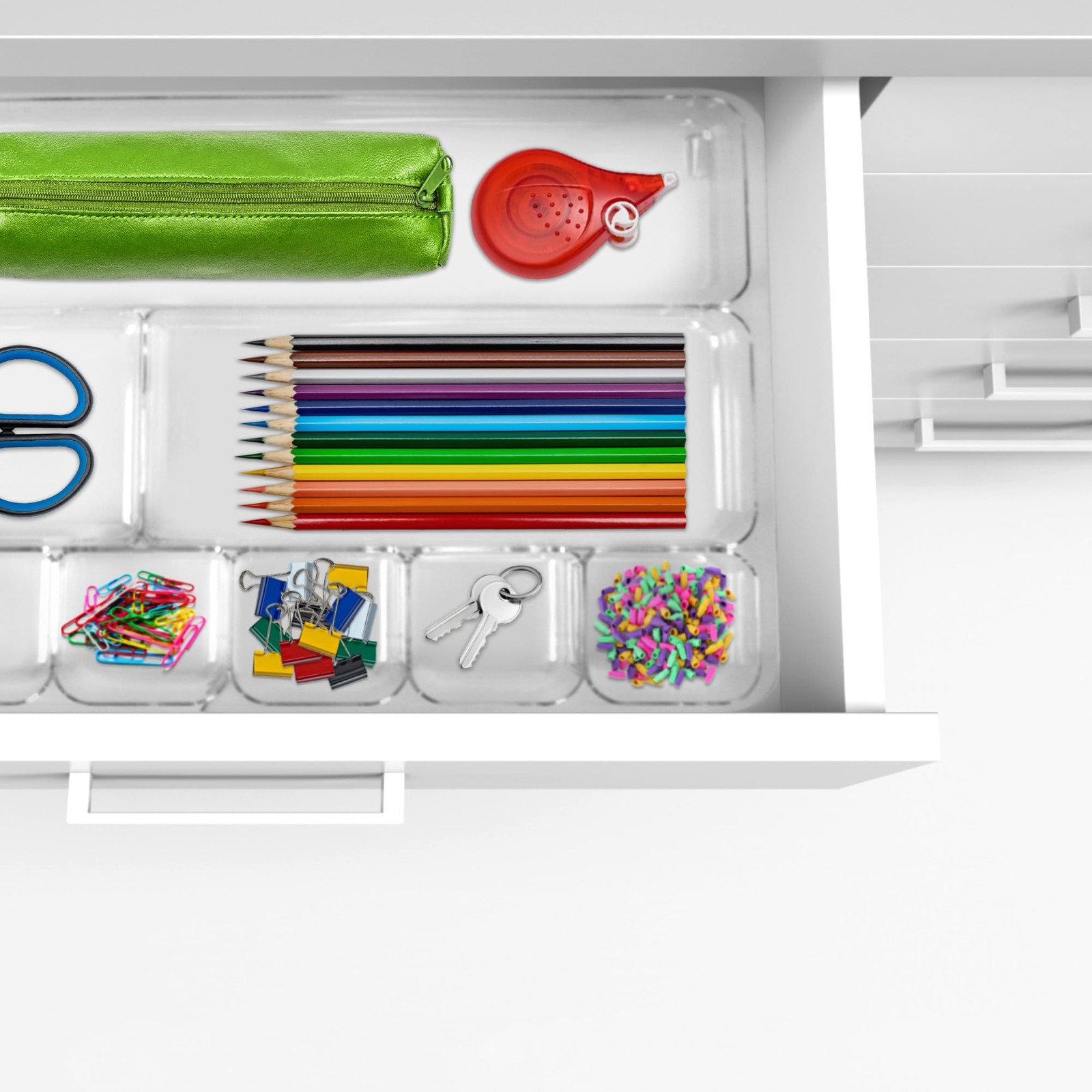 Manaloom Desk Drawer Organizer Tray with 9 Storage Compartments – For Clear