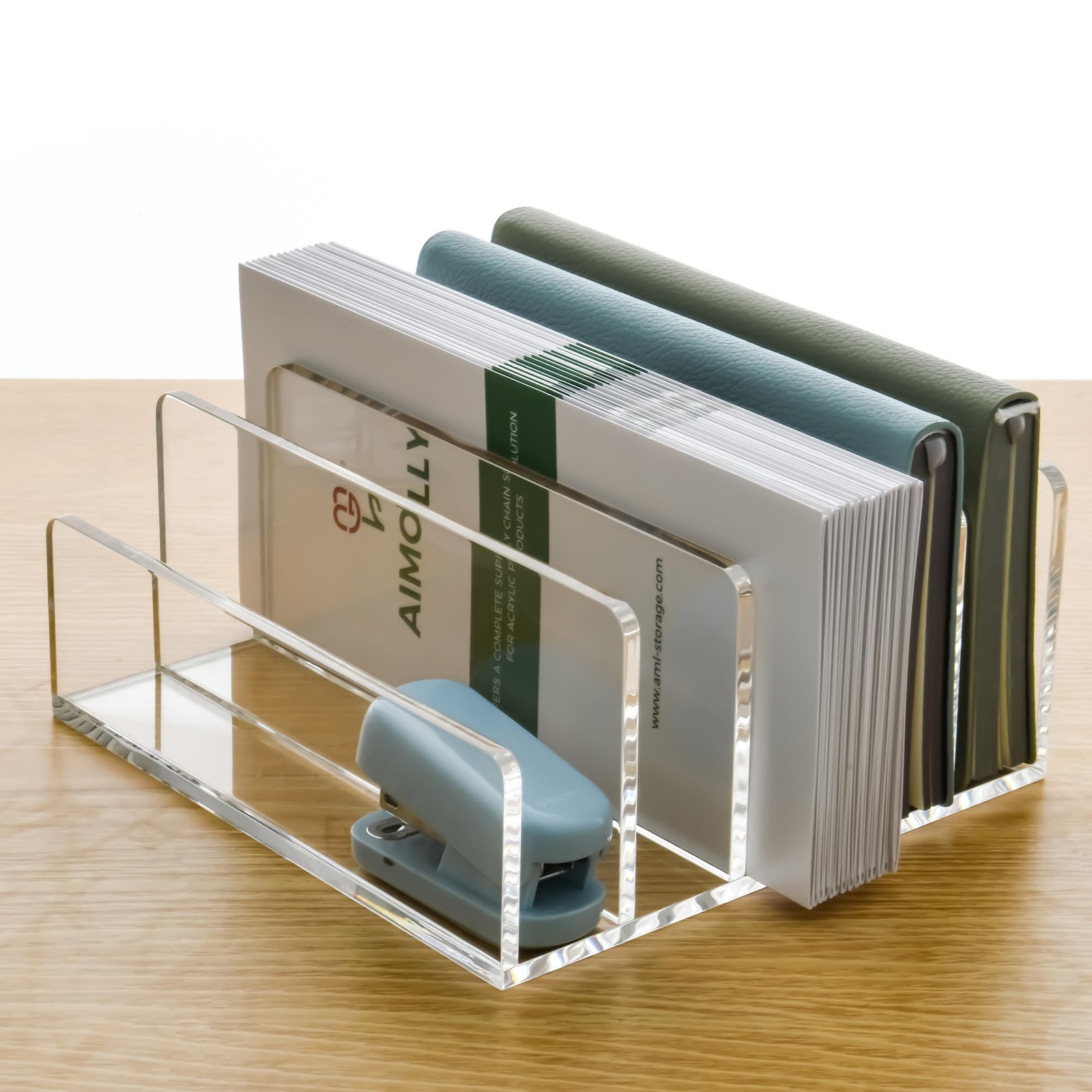 5 Compartments Clear Acrylic Mail Holder – Vertical Letter Sorter & Multifunc…