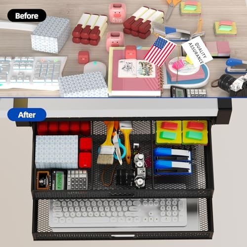 Under Desk Drawer Organizer No Drilling 2 Slide Out Drawer under Table Storage D