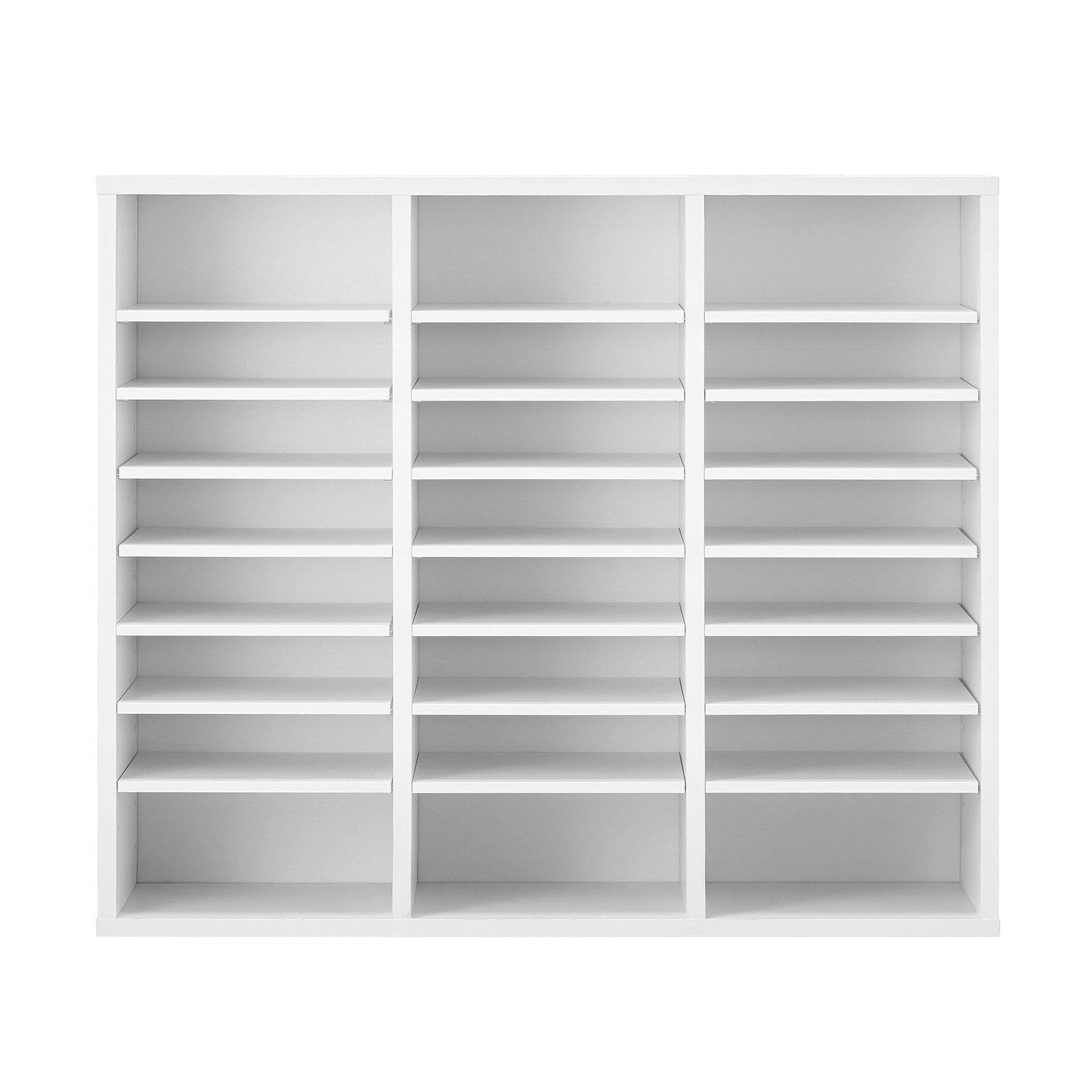 Wooden Literature Organizer 24 Compartments with Adjustable Shelves White