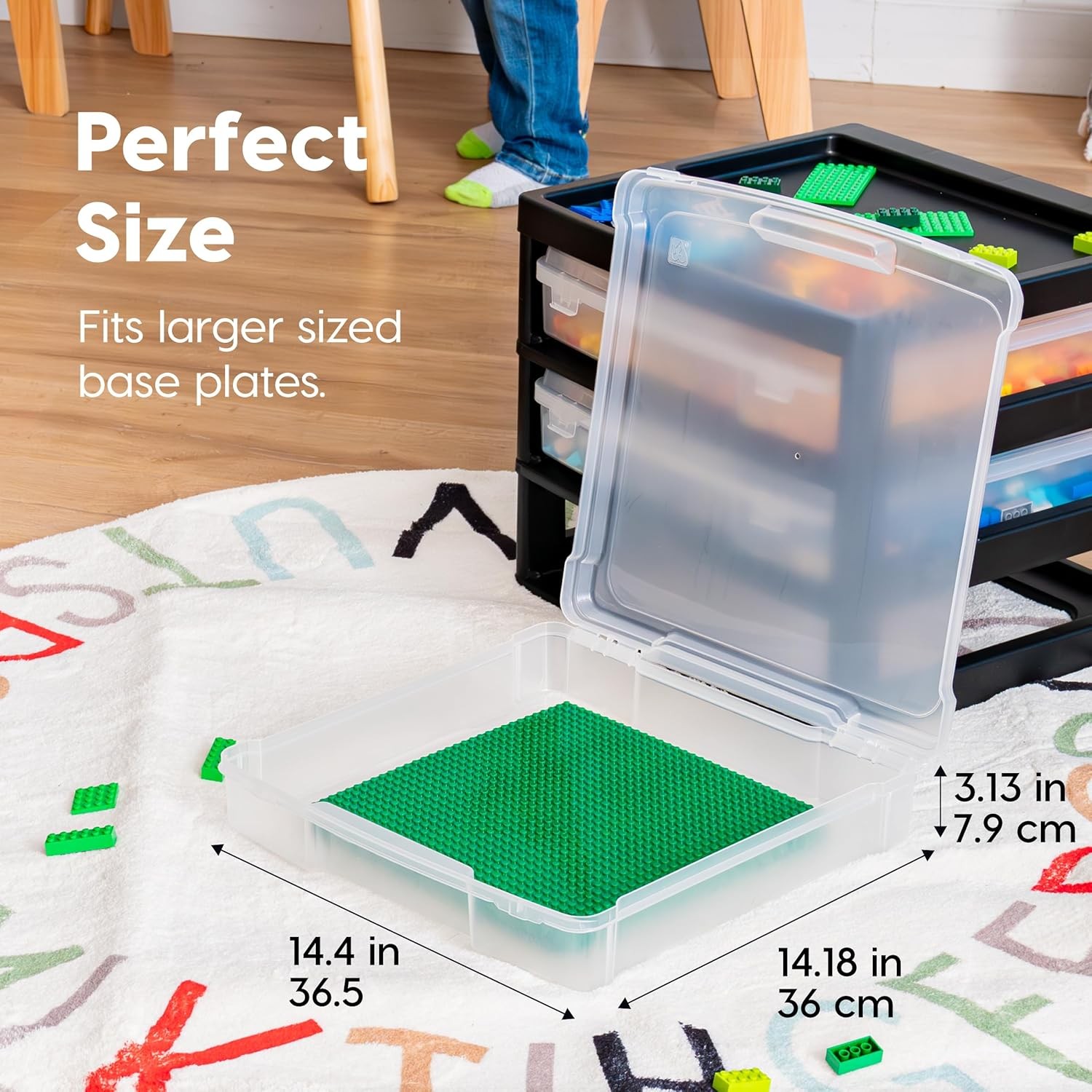 IRIS USA Fits 12″ x 12″ Paper, 3-Tier Desk Top Storage Unit with Organizer Top,